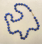 Vintage 14k Gold & Natural Lapis Lazuli Bead Necklace, 19" Estate Jewelry