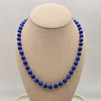 Vintage 14k Gold & Natural Lapis Lazuli Bead Necklace, 19" Estate Jewelry