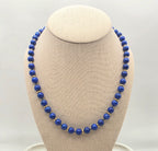 Vintage 14k Gold & Natural Lapis Lazuli Bead Necklace, 19" Estate Jewelry