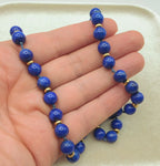 Vintage 14k Gold & Natural Lapis Lazuli Bead Necklace, 19" Estate Jewelry