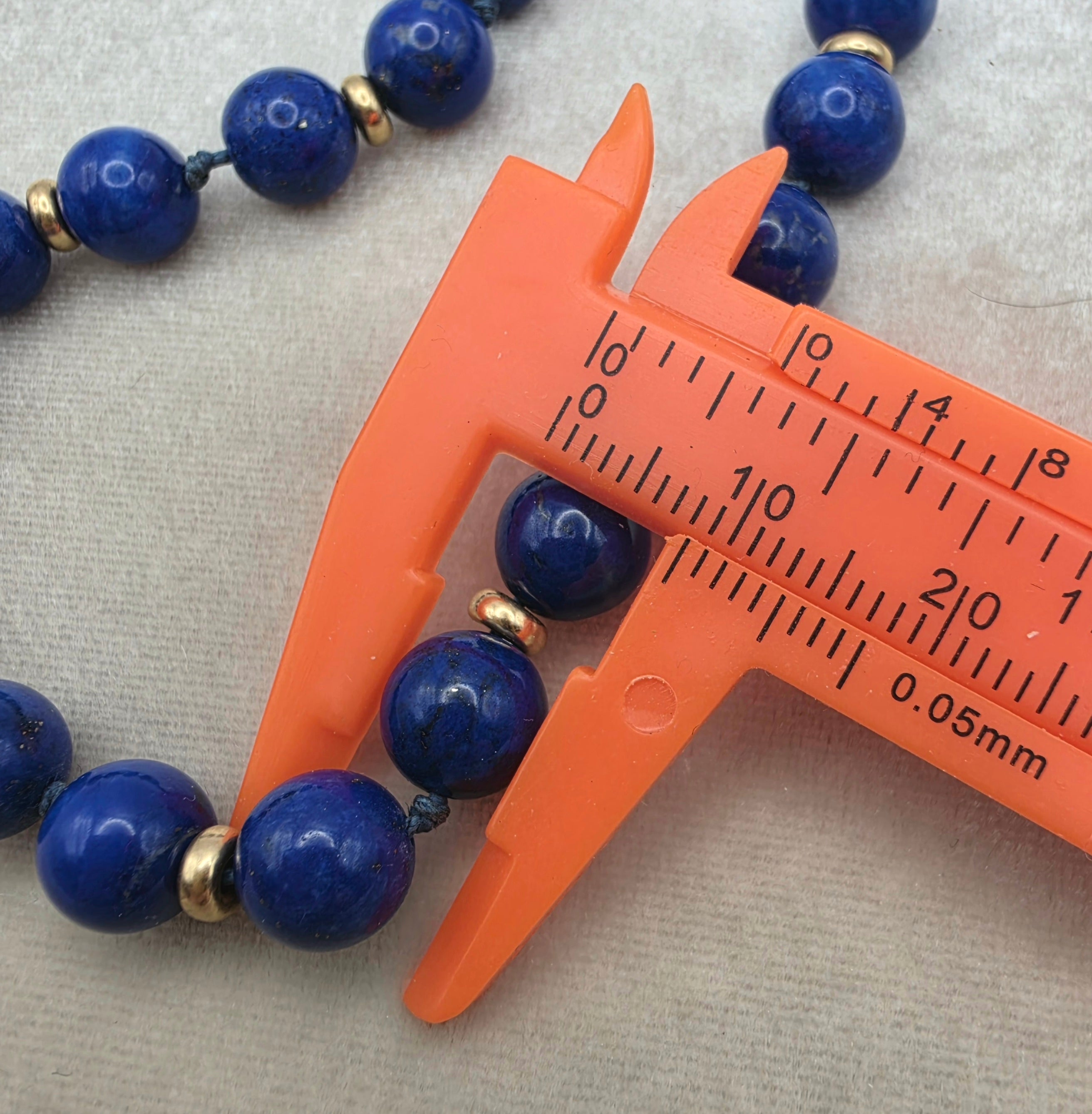 Vintage 14k Gold & Natural Lapis Lazuli Bead Necklace, 19" Estate Jewelry