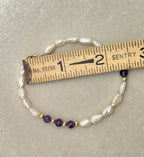 Vintage Baroque Freshwater Pearl, Amethyst, & 14K Gold Bracelet 7"