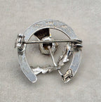 Vintage Ward Brothers Sterling Silver Thistle Brooch & Amber Glass Brooch