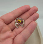 Vintage Ward Brothers Sterling Silver Thistle Brooch & Amber Glass Brooch