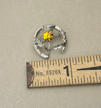 Vintage Ward Brothers Sterling Silver Thistle Brooch & Amber Glass Brooch