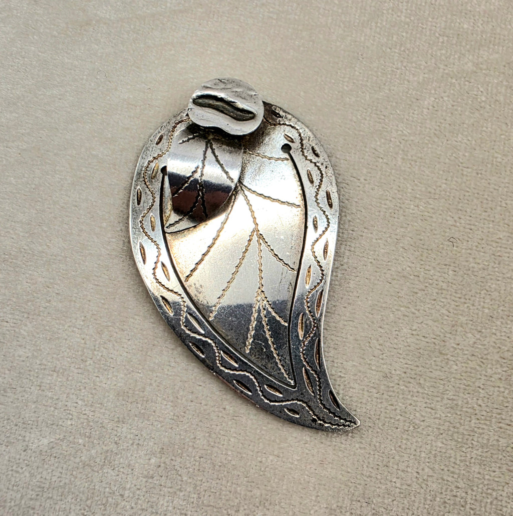 Vintage Guatemala 900 Silver Leaf Bookmark Handcrafted 1.75"