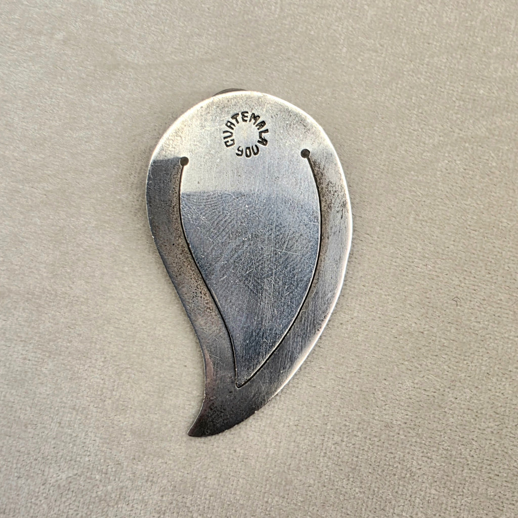 Vintage Guatemala 900 Silver Leaf Bookmark Handcrafted 1.75"