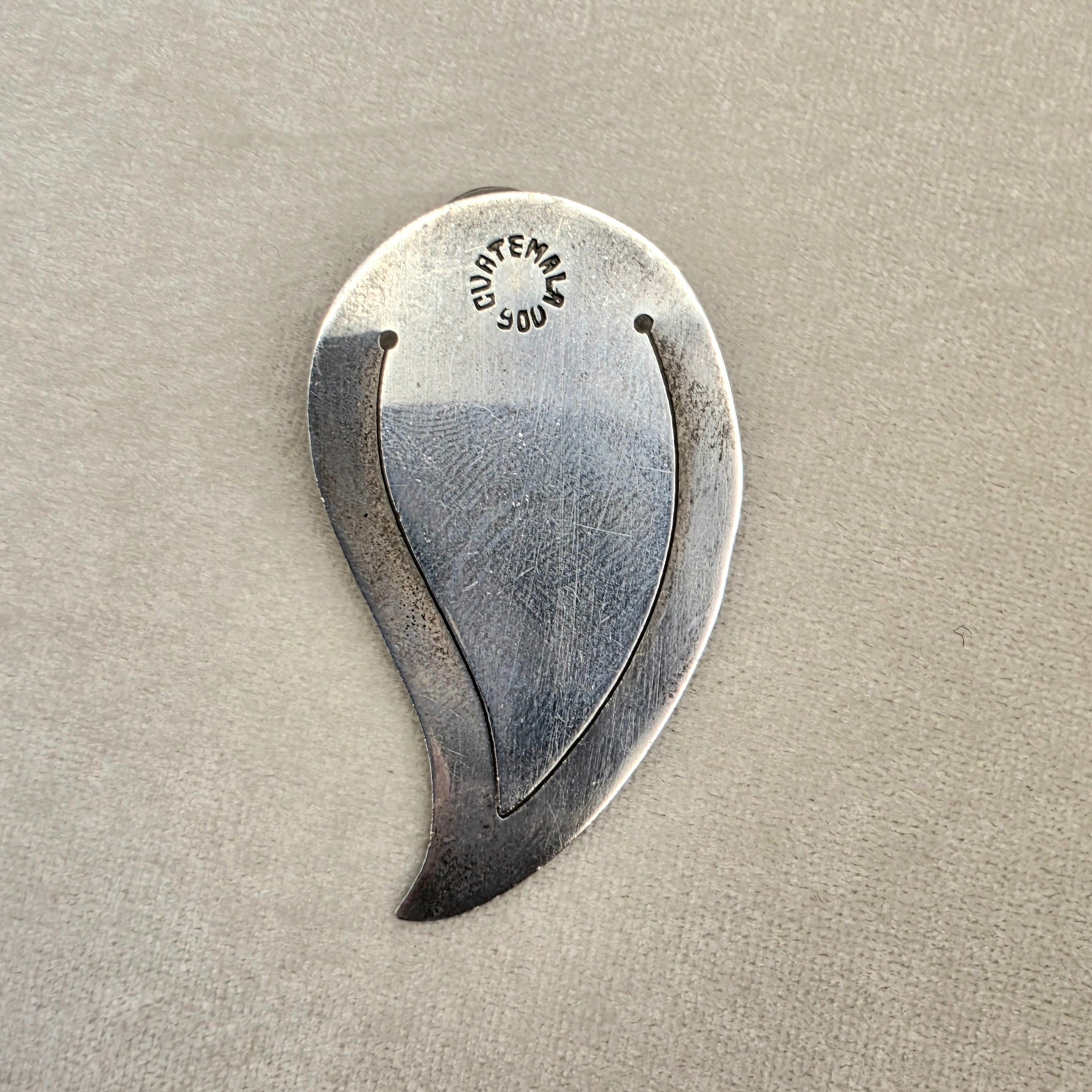 Vintage Guatemala 900 Silver Leaf Bookmark Handcrafted 1.75"