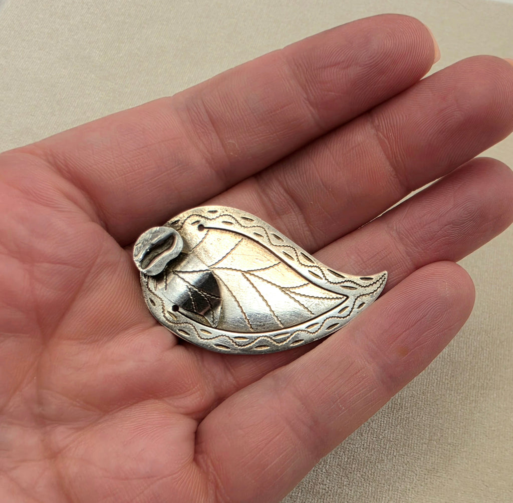 Vintage Guatemala 900 Silver Leaf Bookmark Handcrafted 1.75"