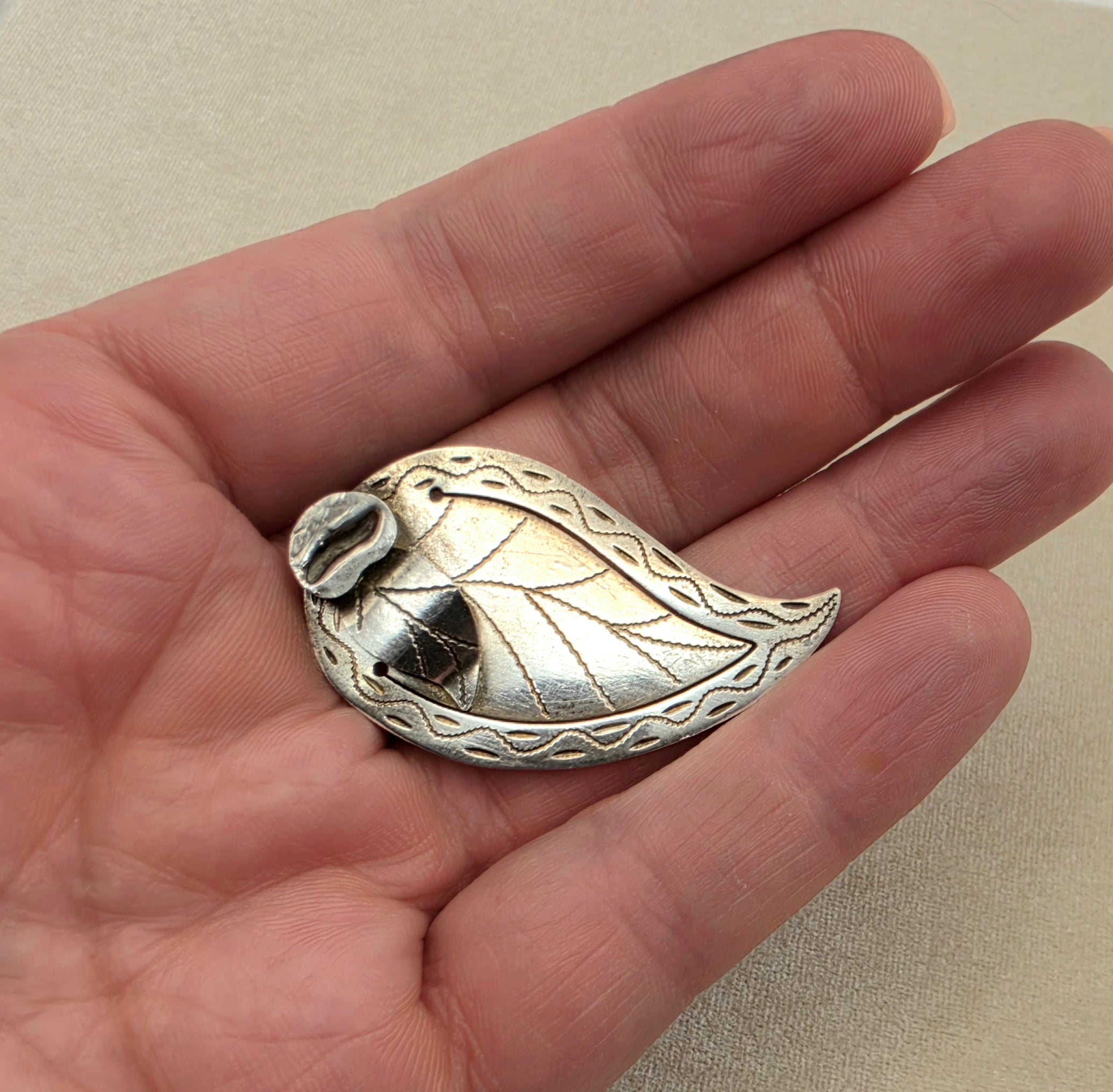 Vintage Guatemala 900 Silver Leaf Bookmark Handcrafted 1.75"