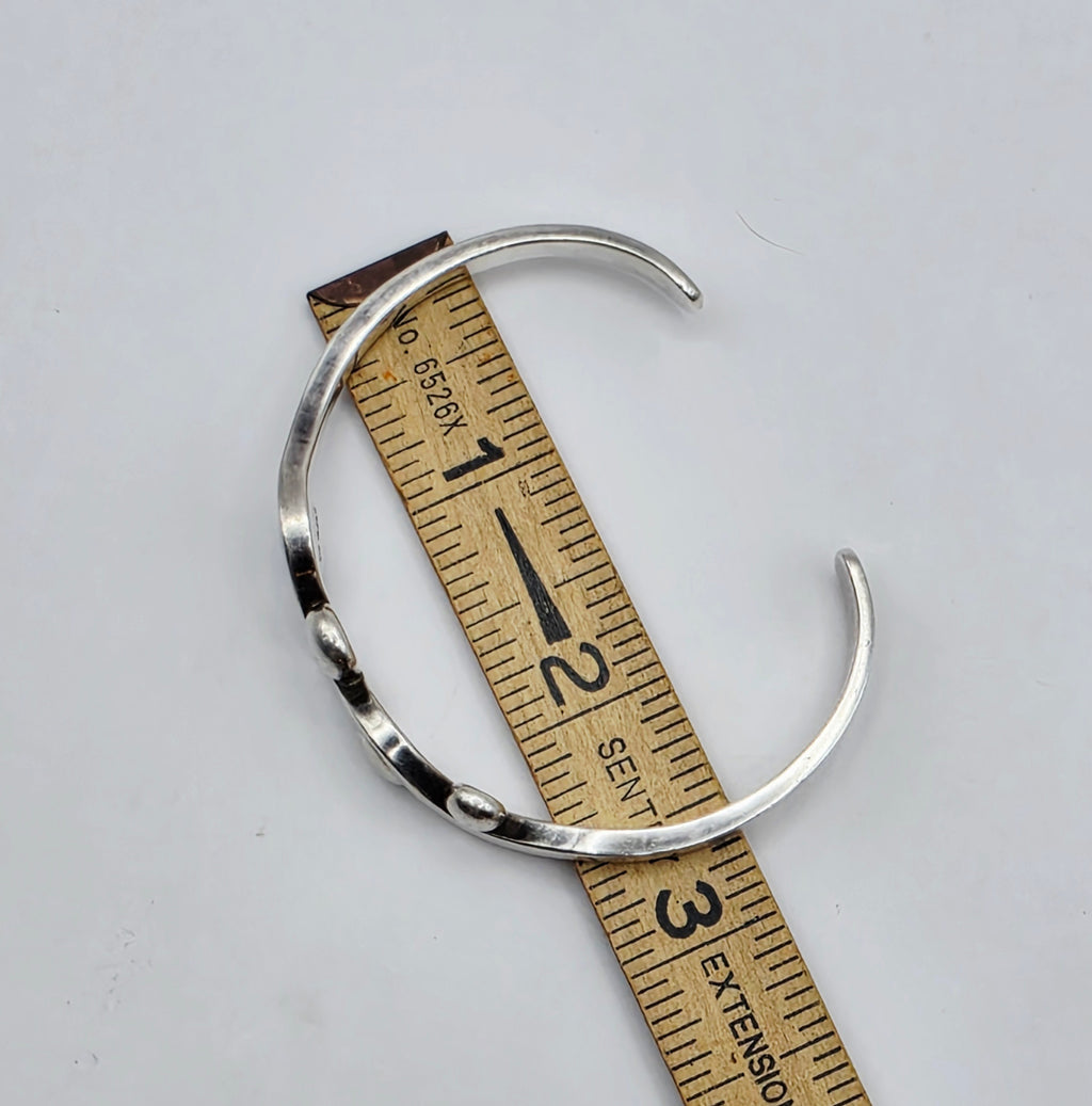 Vintage Modernist Sterling Silver Cuff Bracelet Heavy Sculptural Wave