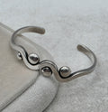 Vintage Modernist Sterling Silver Cuff Bracelet Heavy Sculptural Wave