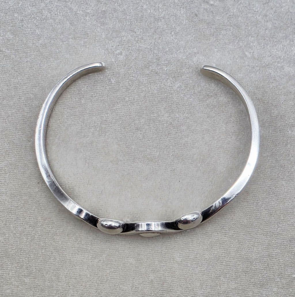 Vintage Modernist Sterling Silver Cuff Bracelet Heavy Sculptural Wave
