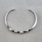Vintage Modernist Sterling Silver Cuff Bracelet Heavy Sculptural Wave