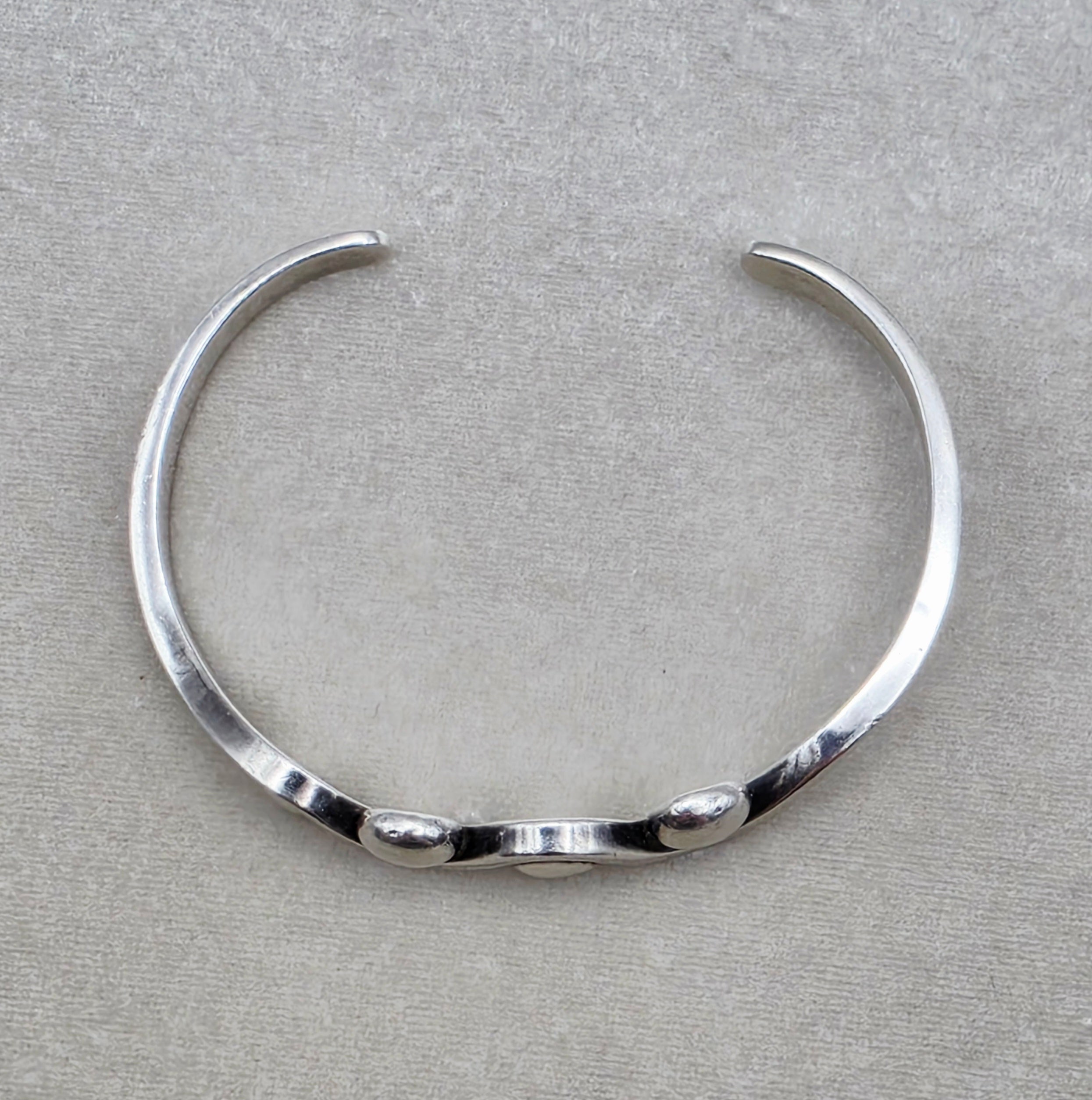 Vintage Modernist Sterling Silver Cuff Bracelet Heavy Sculptural Wave
