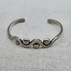 Vintage Modernist Sterling Silver Cuff Bracelet Heavy Sculptural Wave