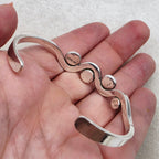 Vintage Modernist Sterling Silver Cuff Bracelet Heavy Sculptural Wave