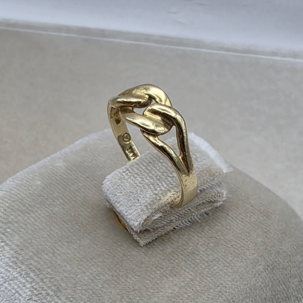 Vintage Italian 14K Gold Love Knot Ring,  Chain Link Style Size 5