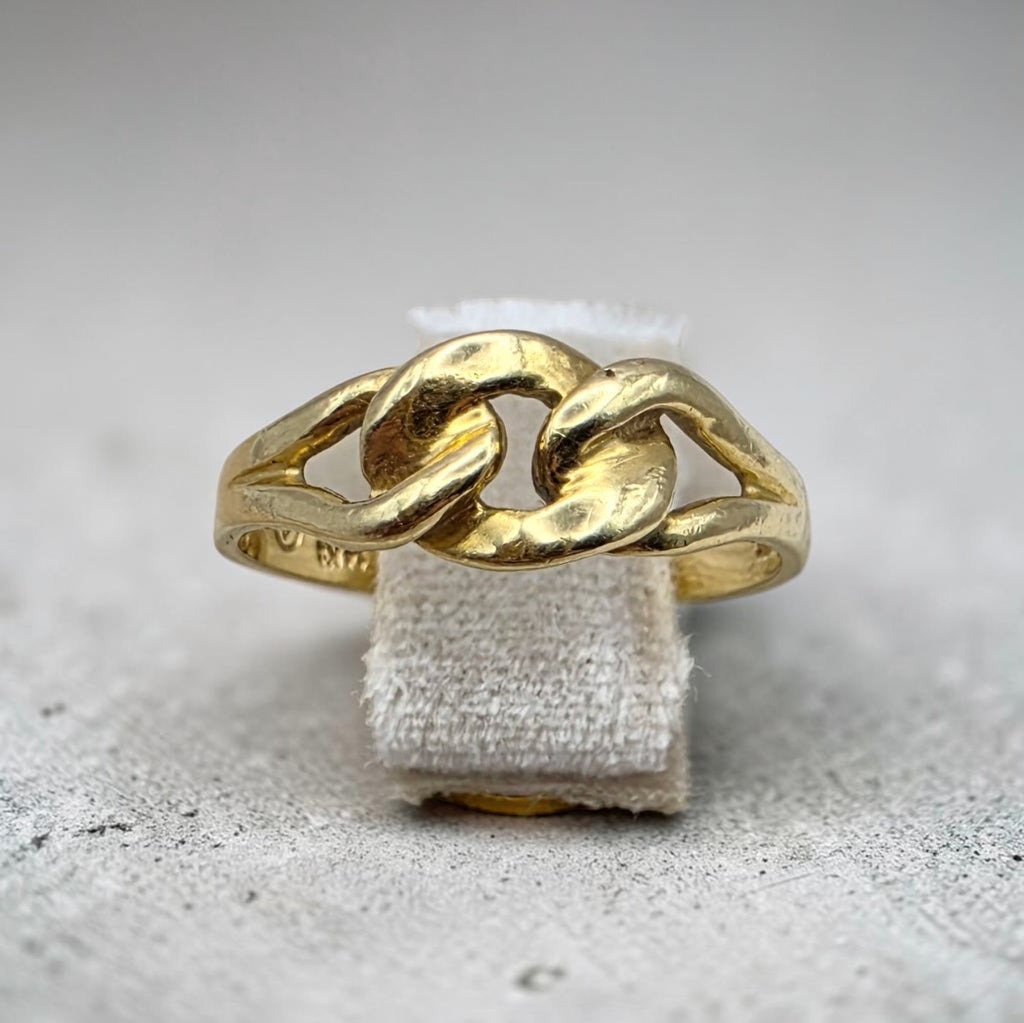 Vintage Italian 14K Gold Love Knot Ring,  Chain Link Style Size 5