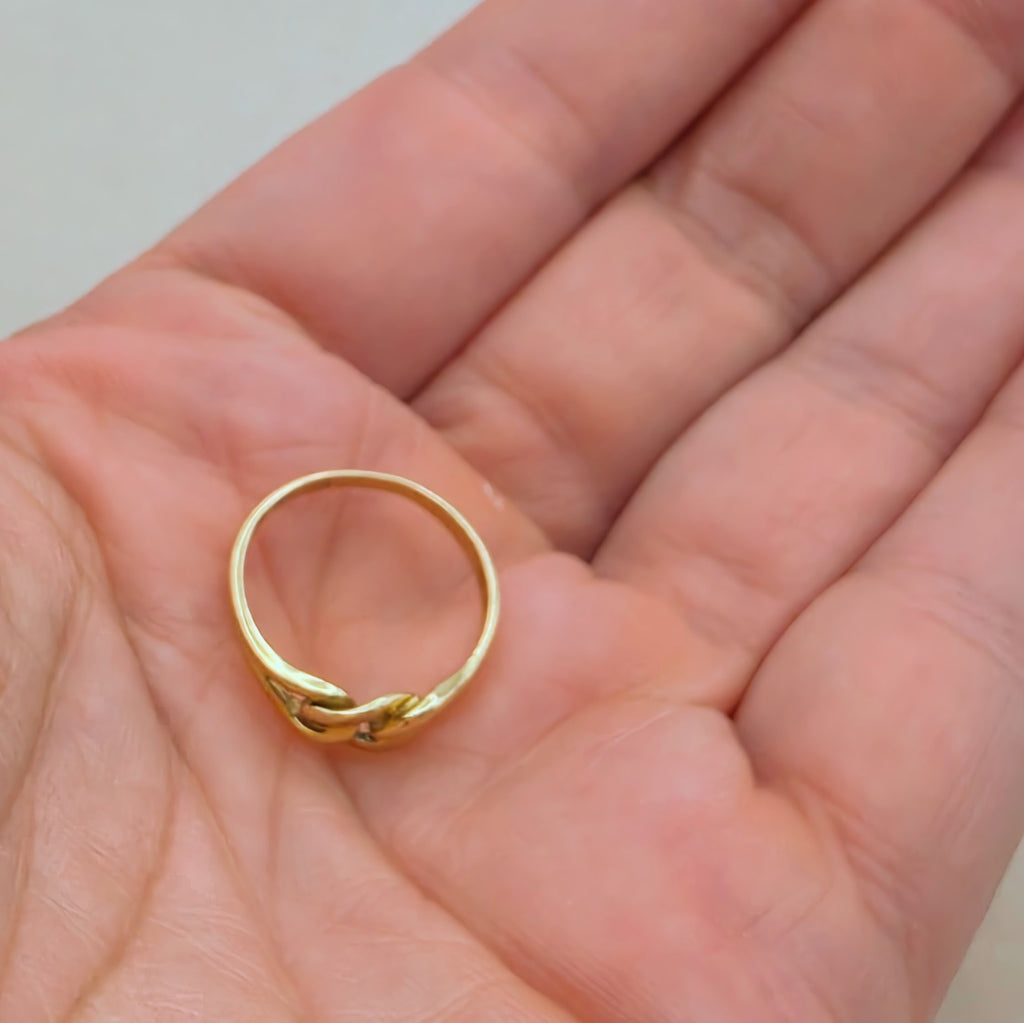 Vintage Italian 14K Gold Love Knot Ring,  Chain Link Style Size 5