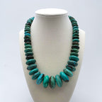 Vintage Graduated Turquoise Bead Necklace, Sterling Silver clasp
