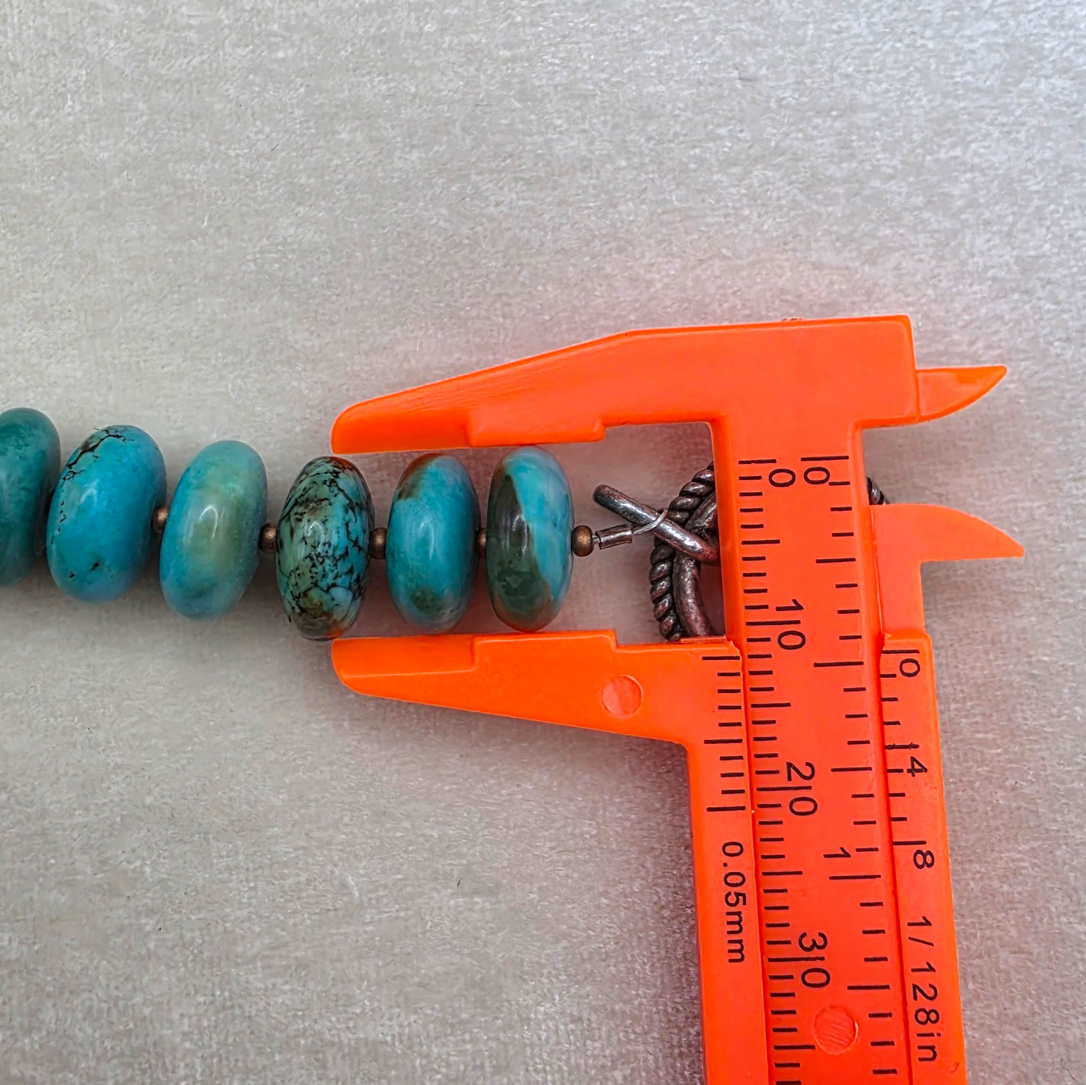 Vintage Graduated Turquoise Bead Necklace, Sterling Silver clasp