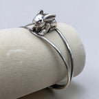 Vintage Sterling Silver 3D Bunny Cuff Bracelet Mexico 925
