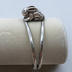 Vintage Sterling Silver 3D Bunny Cuff Bracelet Mexico 925