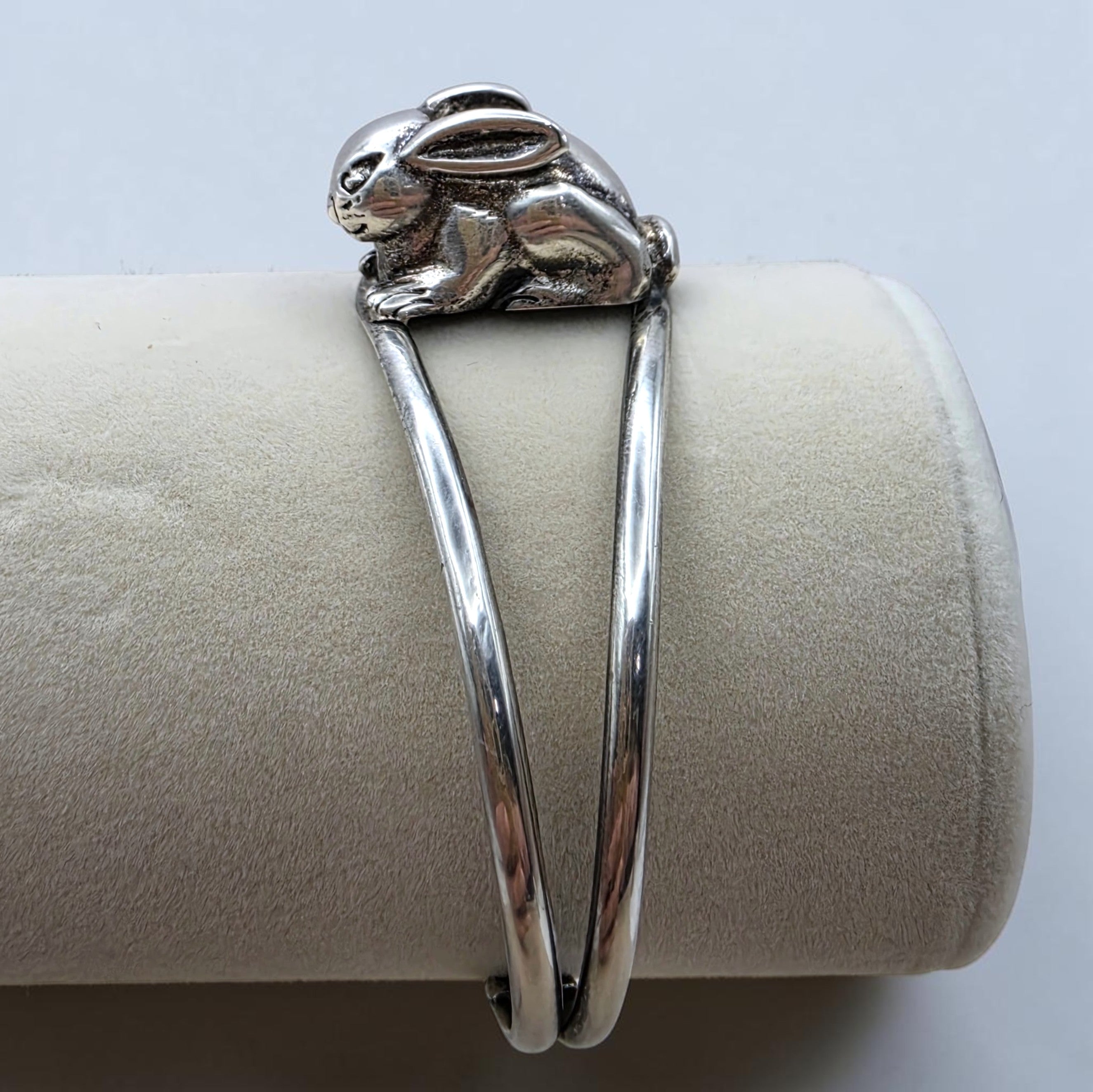 Vintage Sterling Silver 3D Bunny Cuff Bracelet Mexico 925
