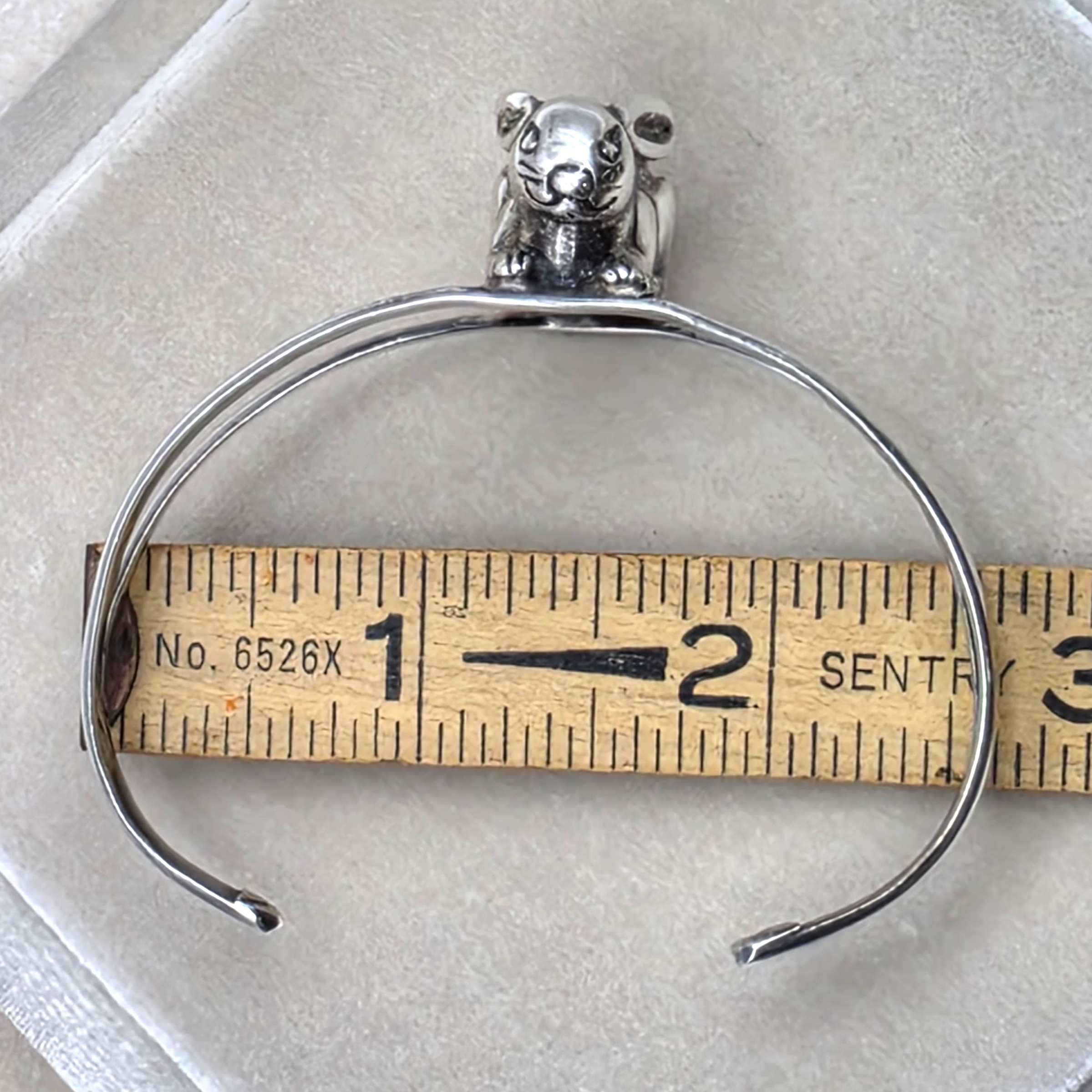Vintage Sterling Silver 3D Bunny Cuff Bracelet Mexico 925