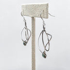 Vintage Sterling Nephrite Jade Modernist Geometric Dangle Earrings