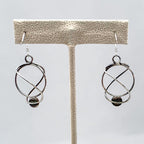 Vintage Sterling Nephrite Jade Modernist Geometric Dangle Earrings