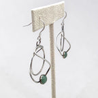 Vintage Sterling Nephrite Jade Modernist Geometric Dangle Earrings