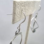 Vintage Sterling Nephrite Jade Modernist Geometric Dangle Earrings