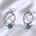 Vintage Sterling Nephrite Jade Modernist Geometric Dangle Earrings