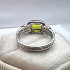 Vintage Sterling Silver Peridot Ring Emerald Cut Green Stone Ring Size 5