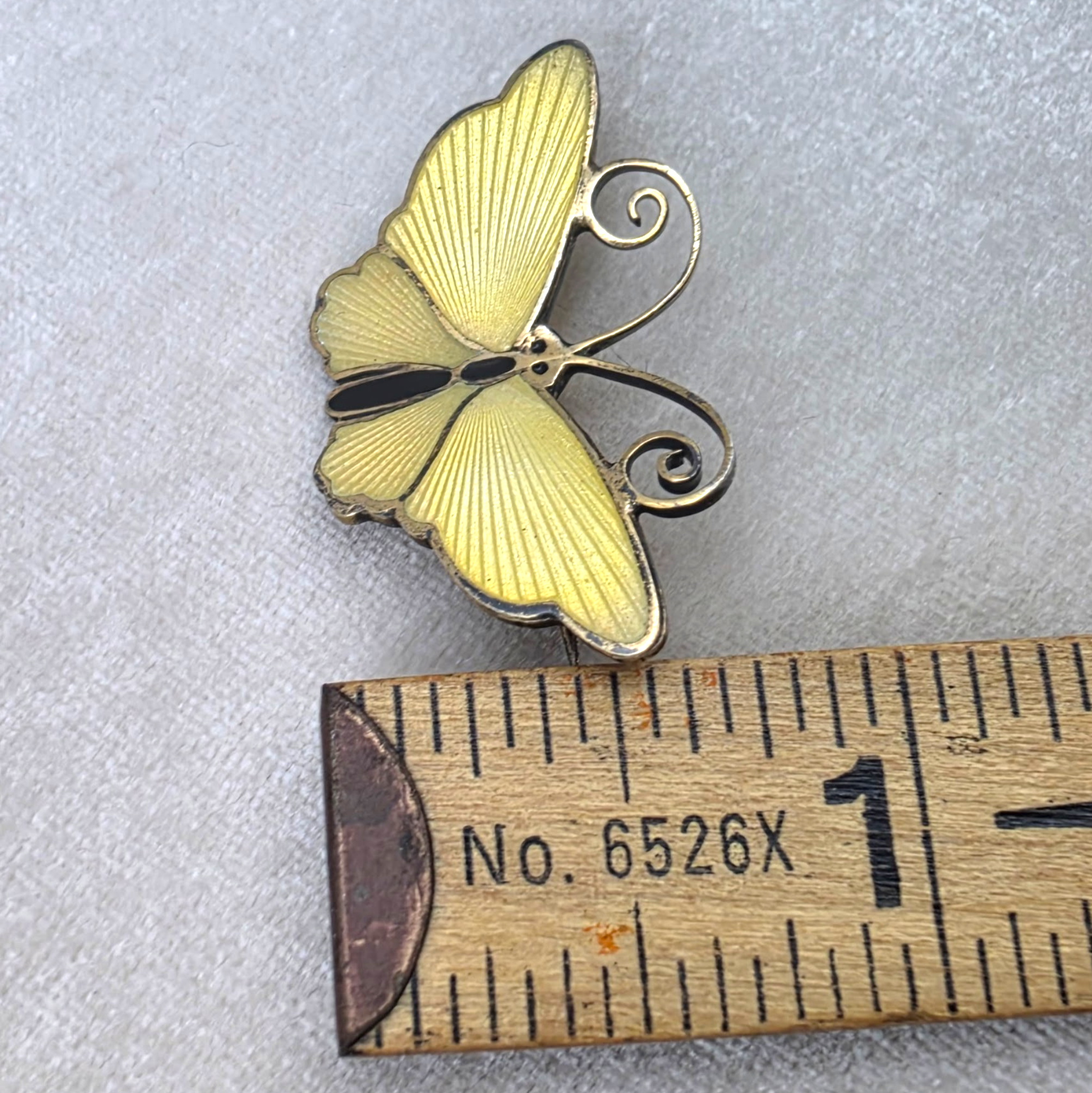 Vintage David Andersen Sterling Vermeil Yellow Enamel Butterfly Brooch
