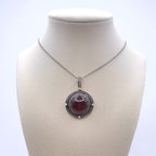 Vintage Bali Sterling Silver Carnelian Cabochon Pendant Necklace 925 Indonesia
