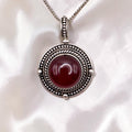 Vintage Bali Sterling Silver Carnelian Cabochon Pendant Necklace 925 Indonesia