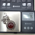 Vintage Bali Sterling Silver Carnelian Cabochon Pendant Necklace 925 Indonesia