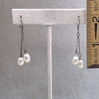 Vintage Sterling Silver Freshwater Pearl Double Drop Dangle Earring