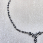 Art Deco Sterling Silver Marcasite Carnelian Drop Necklace Floral Link