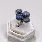 Vintage Sterling Silver Natural Lapis Lazuli Cluster Statement Ring Size 6 925