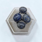 Vintage Sterling Silver Natural Lapis Lazuli Cluster Statement Ring Size 6 925