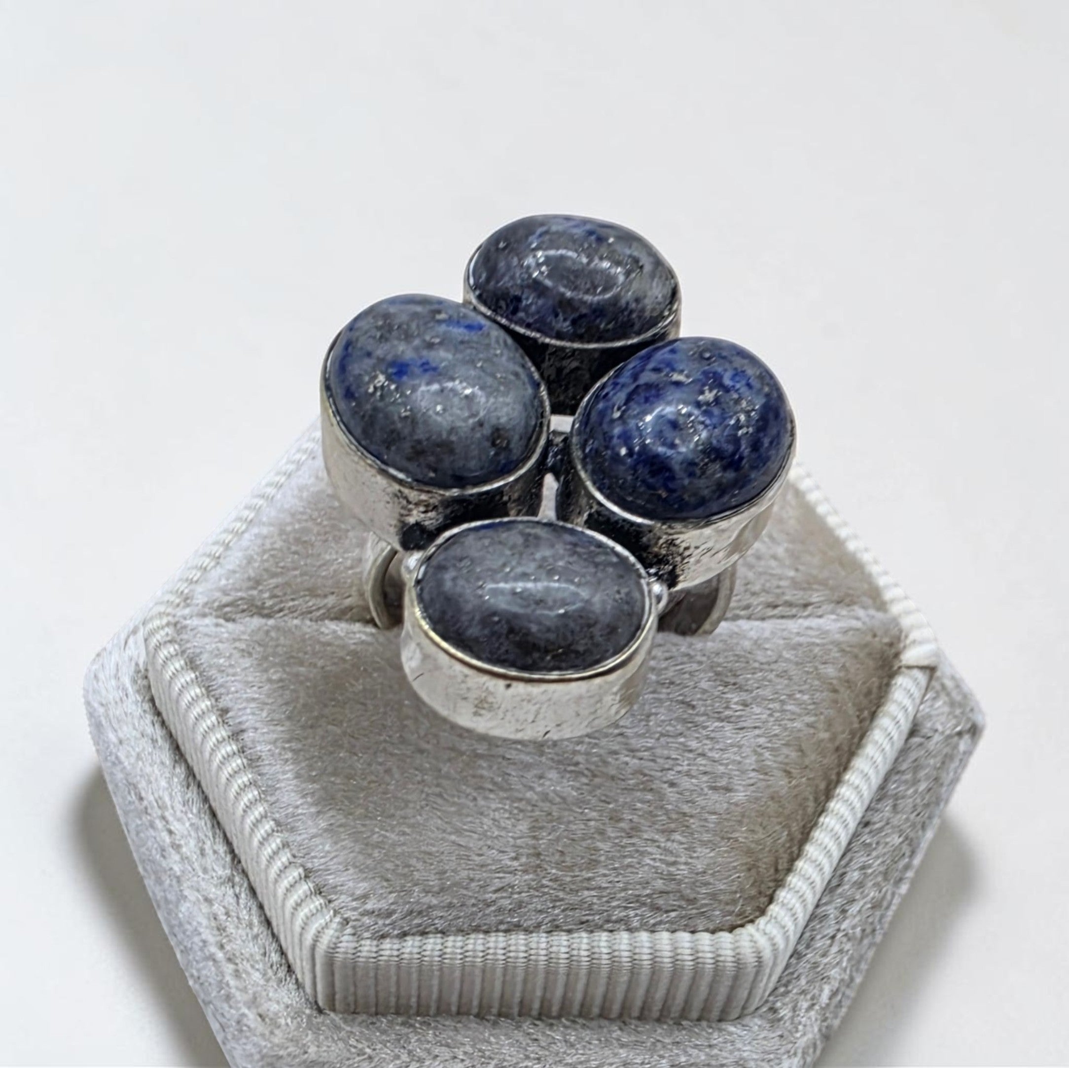 Vintage Sterling Silver Natural Lapis Lazuli Cluster Statement Ring Size 6 925