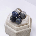 Vintage Sterling Silver Natural Lapis Lazuli Cluster Statement Ring Size 6 925