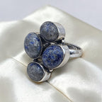 Vintage Sterling Silver Natural Lapis Lazuli Cluster Statement Ring Size 6 925