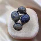 Vintage Sterling Silver Natural Lapis Lazuli Cluster Statement Ring Size 6 925
