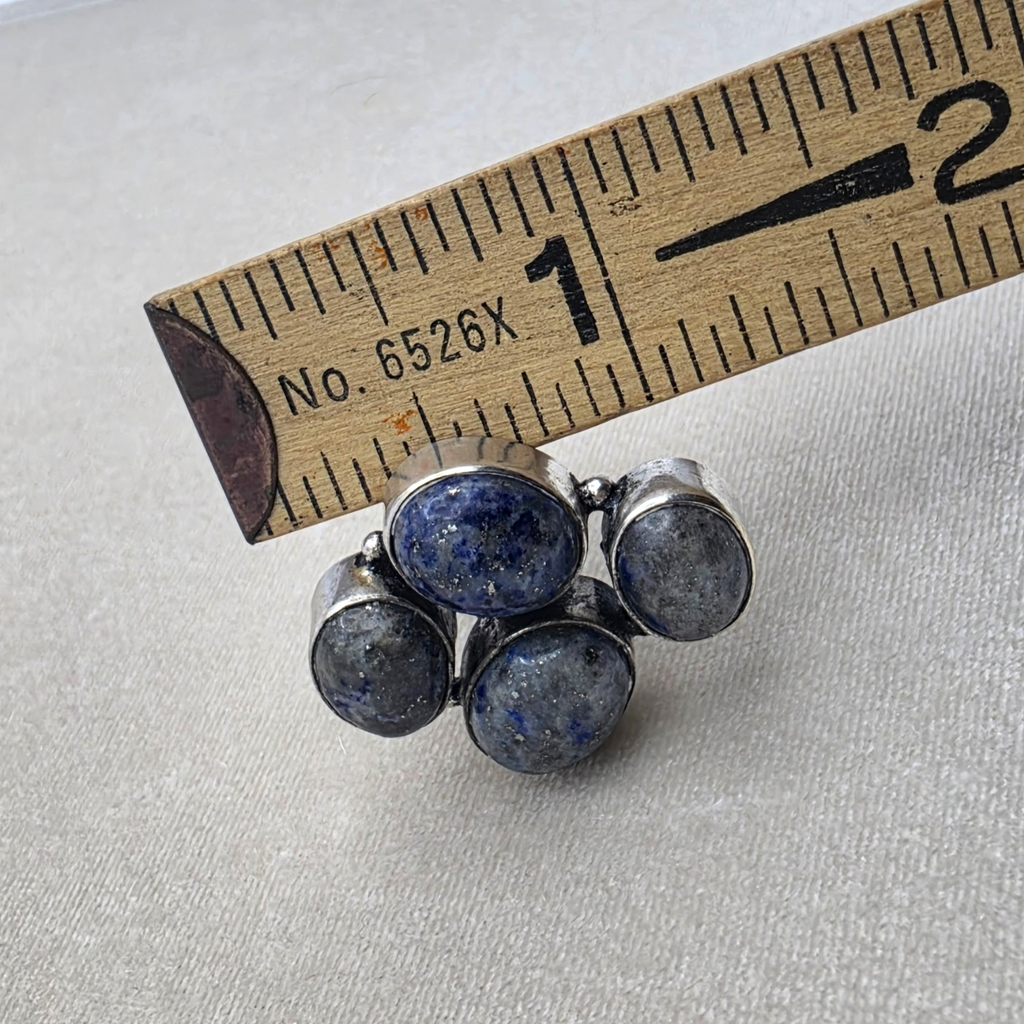 Vintage Sterling Silver Natural Lapis Lazuli Cluster Statement Ring Size 6 925