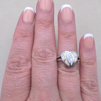 Vintage Sterling Silver White Simulated Opal Inlay Heart Ring Size 7 925